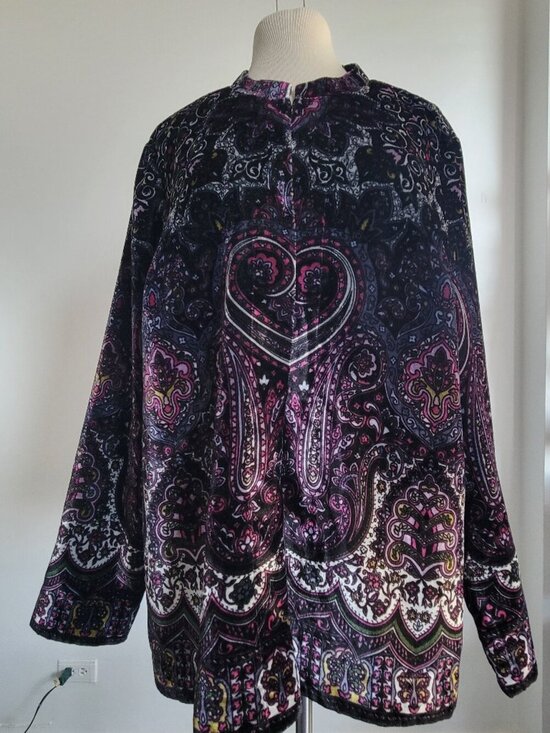 Laura Ashley Jackets & Blazers - Laura Ashley Exquisite Art-to-Wear Black Velvet Paisley Lined Jacket